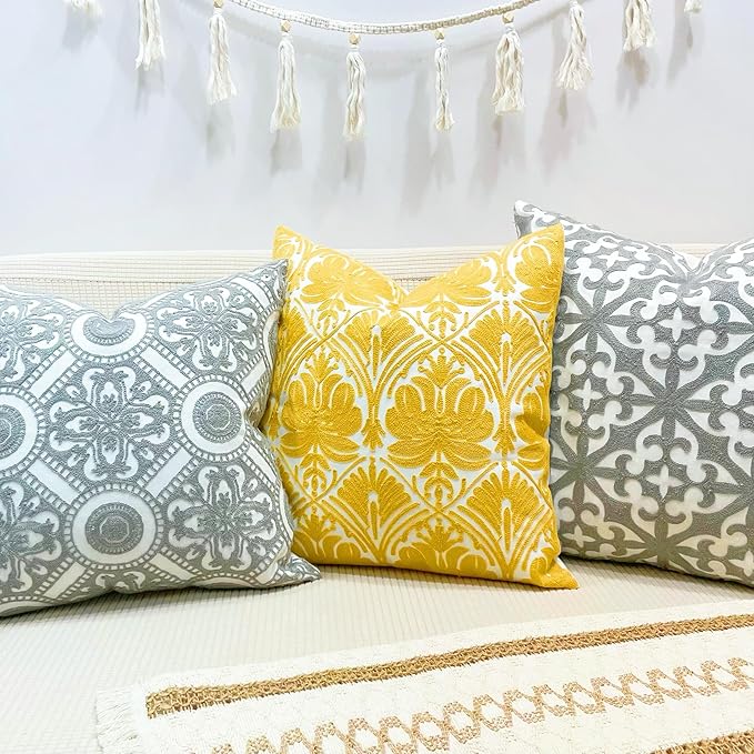 Slow Cow Yellow Canvas Embroidery Decorative Throw Pillow Cover Cushion Cover - Image 4