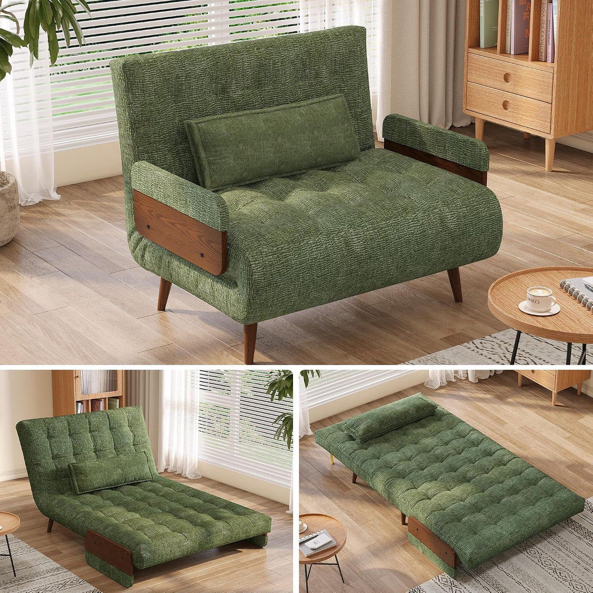 jasiway 37" mid-century convertible sofa chair bed sleeper, main product view
