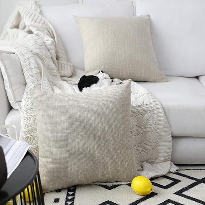Kevin Textile Throw Pillow Covers Textural Faux Linen Decor Farmhouse Neutral - Image 2