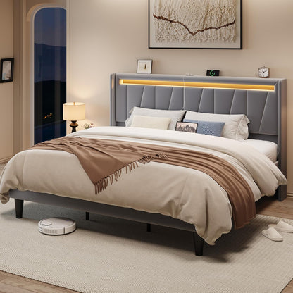 allewie king size led platform bed frame with, main product view