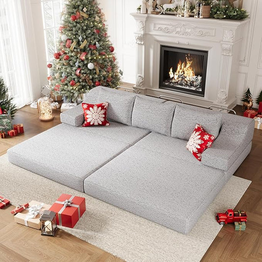 MEISSALIVVE 110.6" Convertible Sofa Bed, 2-in-1 Modular Oversized Boneless Couch by MEISSALIVVE