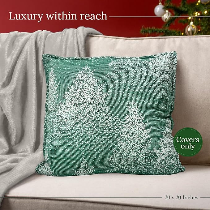 SanVia Moss & Snow Premium Cotton Throw Pillow Covers, 20 x 20 Inches, Luxury - Image 6