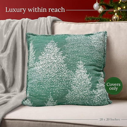 SanVia Moss & Snow Premium Cotton Throw Pillow Covers, 20 x 20 Inches, Luxury - Image 6