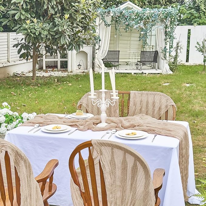 IVAPUPU 10 Pcs Cheesecloth Table Runner - 10ft Nude Boho Gauze Cheese Cloth - Image 6