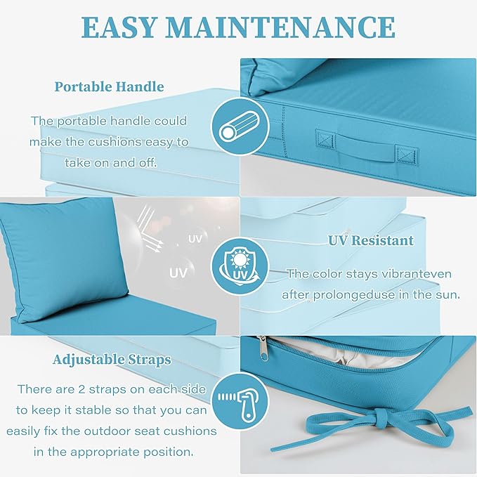 Outdoor Seat Cushion Set 22 L × 24 W × 5 H Inch Waterproof & Fade Resistant - Image 4