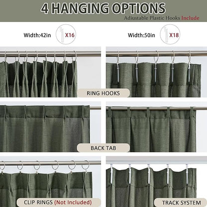 RAIN CITY Linen Drapes 105 Inch Curtains 2 Panels Set Back Tab Sheer Curtain - Image 2