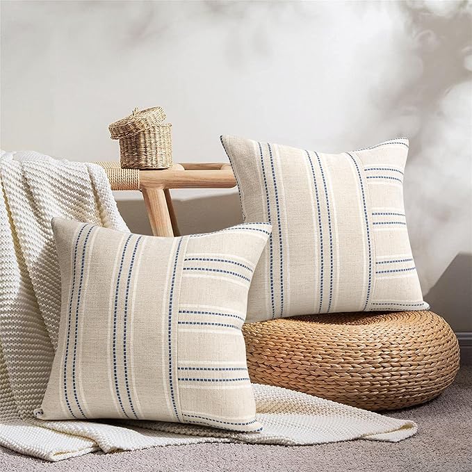 AELS 20x20 Decorative Farmhouse Linen Throw Pillow Covers, Boho Textured Pillow - Image 5