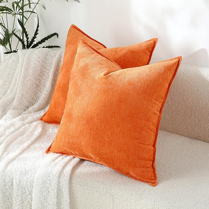 Stellhome Soft Decorative Chenille Pillow Covers 18x18 Inch Natural Orange Boho - Image 7