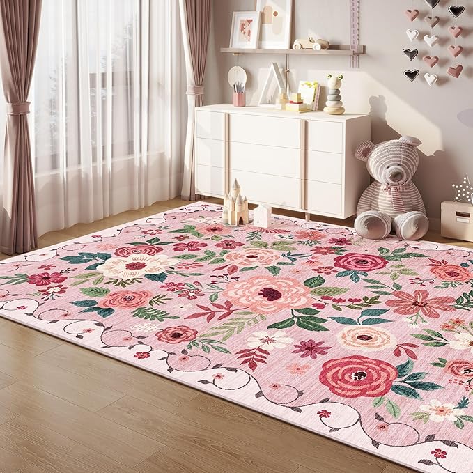 DUKINO 5x7 Area Rug, Nursery Floral Rugs - Image 5
