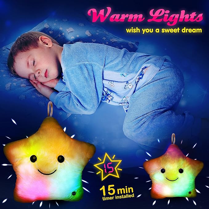 WEWILL 13'' Creative Twinkle Star Glowing LED Night Light Plush Pillows Stuffed - Image 7