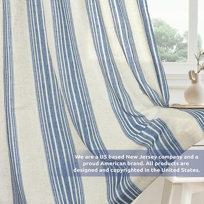 DriftAway Farmhouse Vertical Striped Linen Blend Textured Light Filtering Semi - Image 5