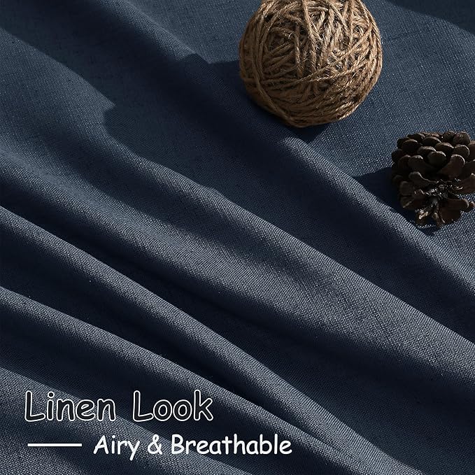 Vintage Blue Linen Curtains 72 Inch Length - Image 5