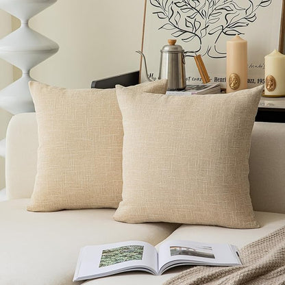Kevin Textile Pack of 2, Decorative 2 Tone Linen Pillow Covers Cushion Cover by KevinTextile