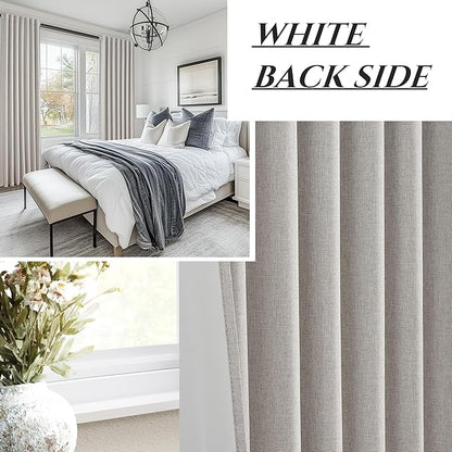 Pleat Linen Blend Room Darkening Curtains 84 Inch Length 2 Panels Set - Image 7