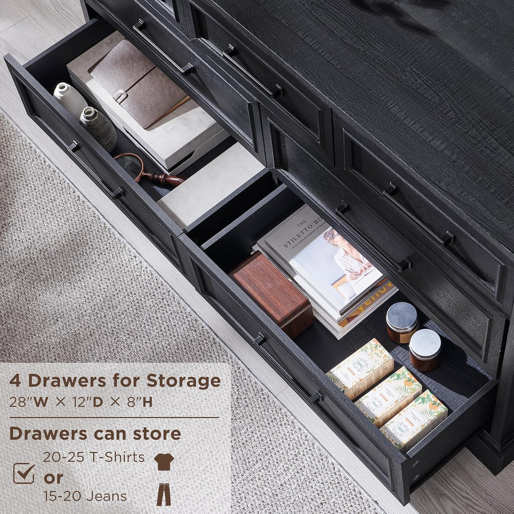 ACCOHOHO 7 Drawer Dresser, 52" Wide Farmhouse Chest for Bedroom, Black