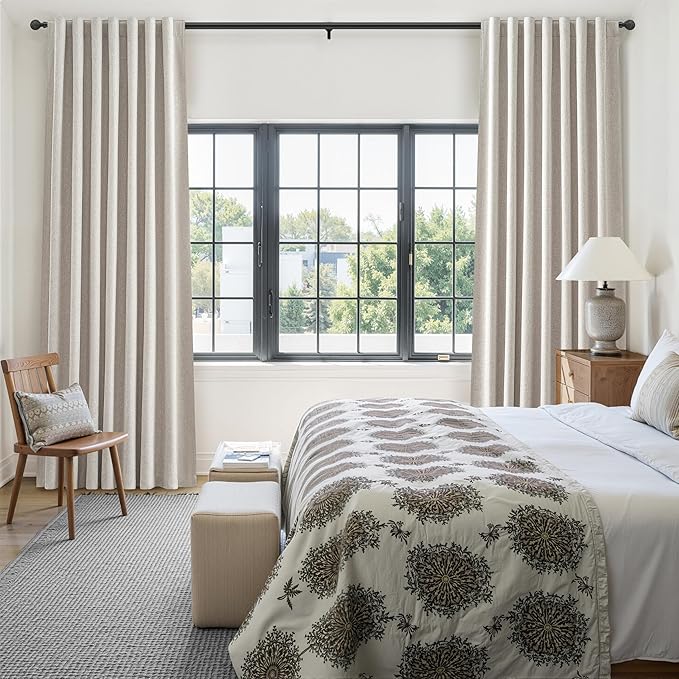 Modern Neutral 88 Inch Blackout Sliding Glass Door Curtains Light and Draft - Image 7