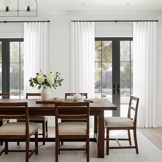 Ivory White Pinch Pleated 90 Inch Curtains by DUKIYO