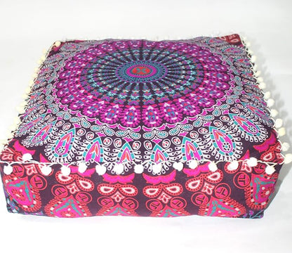 CRAFT KALA Pink Peacock Large Hippie Mandala Meditation Floor Ottoman Pillow - Image 9