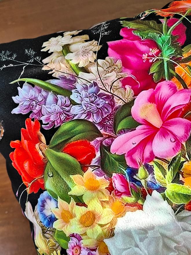 Elegant Velvet Floral Pillow Cover Double Sides Handmake Big Size Flower - Image 5