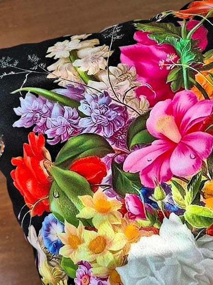 Elegant Velvet Floral Pillow Cover Double Sides Handmake Big Size Flower - Image 5