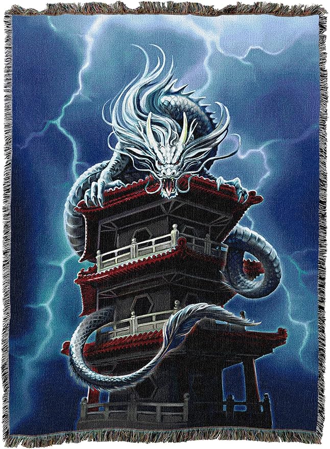 Pure Country Weavers The Tower Dragon Woven Blanket by Anne Stokes - Image 2