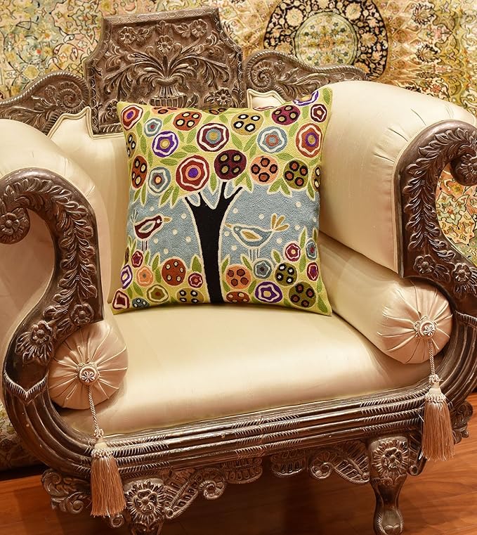 Blue Tree of Life Throw Pillow Cover Karla Gerard Floral Pillowcase Floral - Image 2