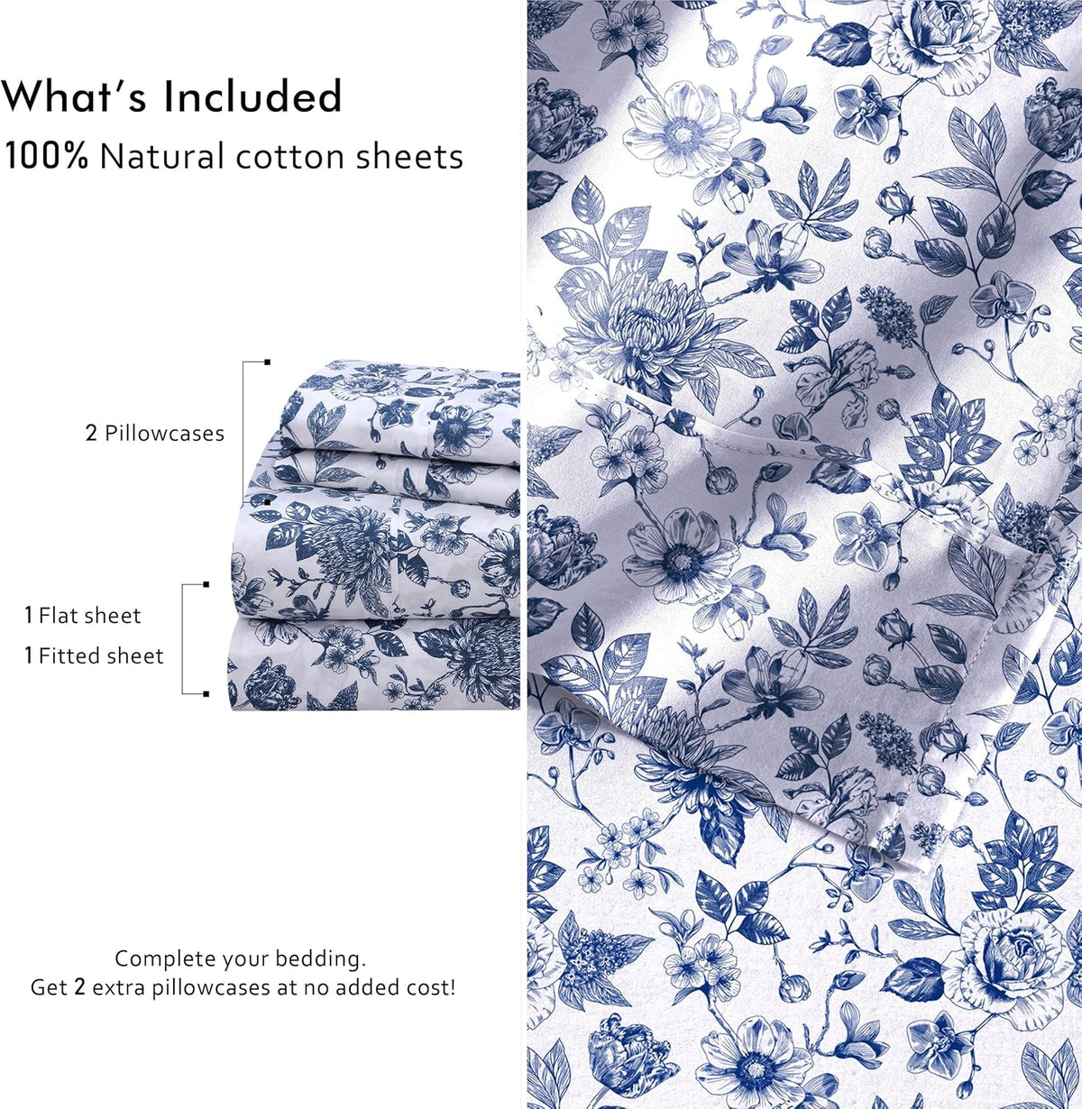 ruvanti 100% cotton twin sheets, percale weave twin, side view