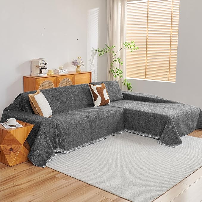 MYSKY HOME Couch Cover for Sectional Sofa, 2 Pieces Couch Covers for L Shape - Image 2