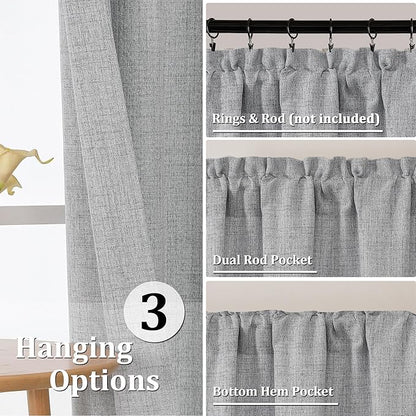Gwine Gray Kitchen Curtains 36 Inch Length 2 Panels, Light Filtering Textured - Image 4