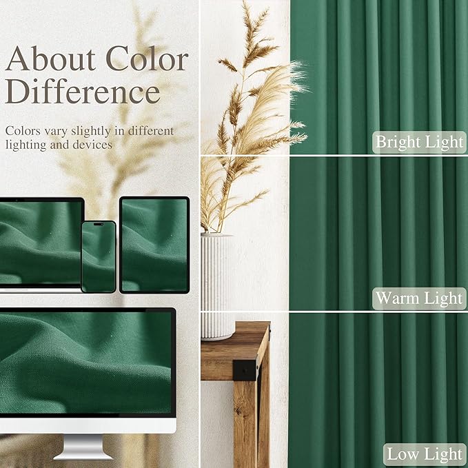 Dark Green Linen Curtains 108 Inches Long - Image 3