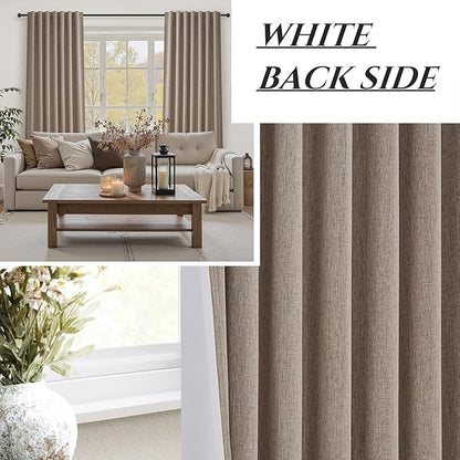 Dark Flax 100% Blackout Curtains 84 Inch Length 2 Panels Set Farmhouse Style - Image 6