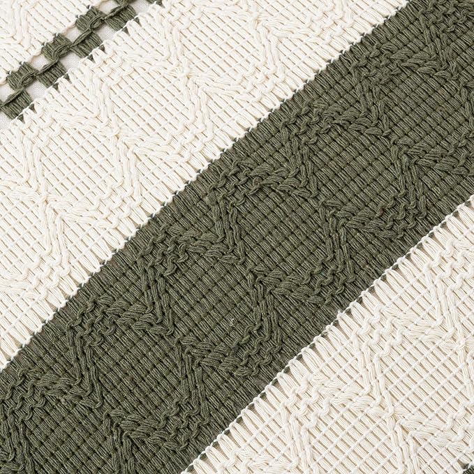 Fancy Homi Set of 2 Boho Olive Green Decorative Throw Pillow Cover 20x20 Inch - Image 4