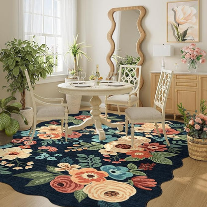 DUKINO 5x7 Area Rug, Floral Washable Rugs - Image 8