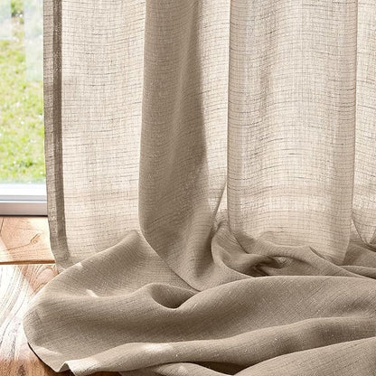 jinchan Taupe Linen Blend Curtain 90 inch Length 1 Panel - Image 4