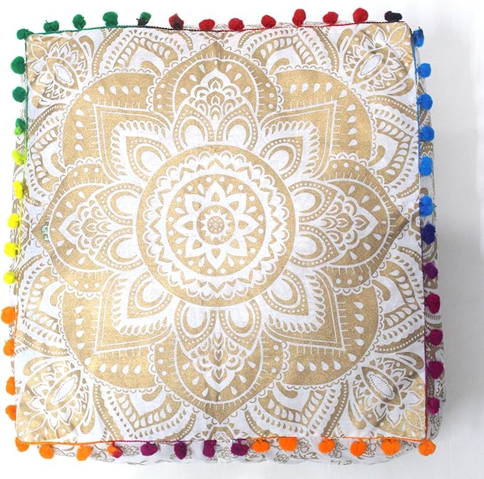 CRAFT KALA 24" Square Large Hippie Mandala Meditation Floor Ottoman Pillow - Image 6