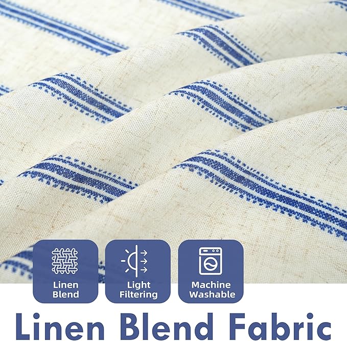 DriftAway Farmhouse Vertical Striped Linen Blend Textured Light Filtering Semi - Image 2