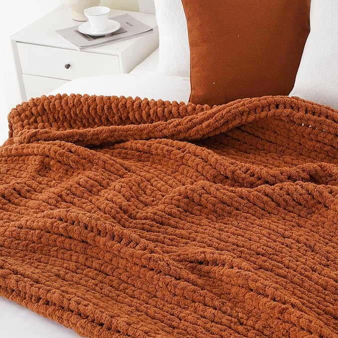 Battilo Fall Chunky Knit Throw Blanket, Soft and Thick Chenille Throw Blanket - Image 8