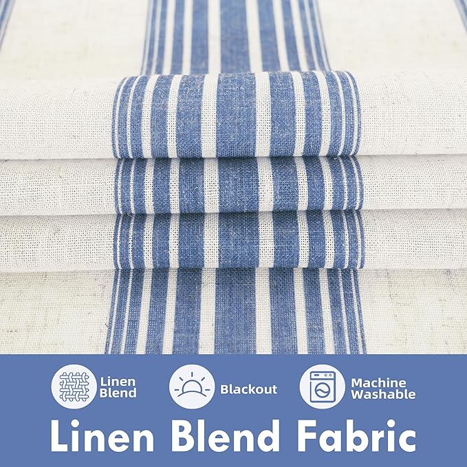 DriftAway Farmhouse Vertical Striped Linen Blend Textured Light Filtering Semi - Image 2