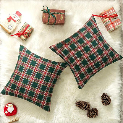 AQOTHES Pack of 2 Christmas Plaid Decorative Throw Pillow Covers Scottish - Image 3