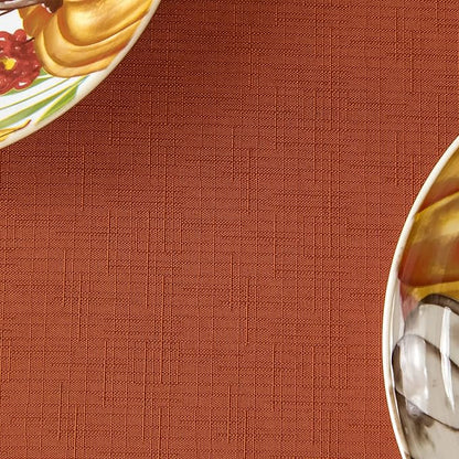 maxmill 2 Pack Rectangle 52 x 70 Inch Rust Slubby Textured Tablecloth - Image 9