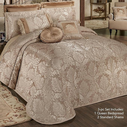 Touch of Class Camelot Luxury Bedding | Neutral Almond | Matte Satin Damask on - Image 2