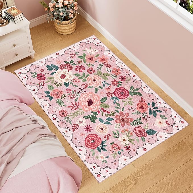 DUKINO 3x5 Area Rug, Floral Rugs by DUKINO