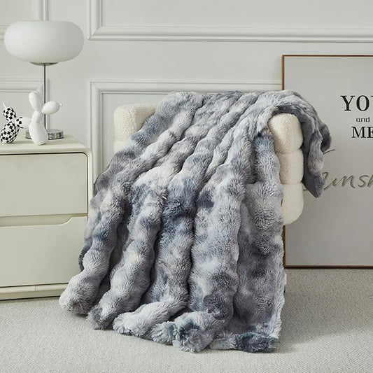 Faux Fur Throw Blanket for Couch Cozy Fuzzy Soft Plush Thick Fluffy Fleece by Casa+Carina