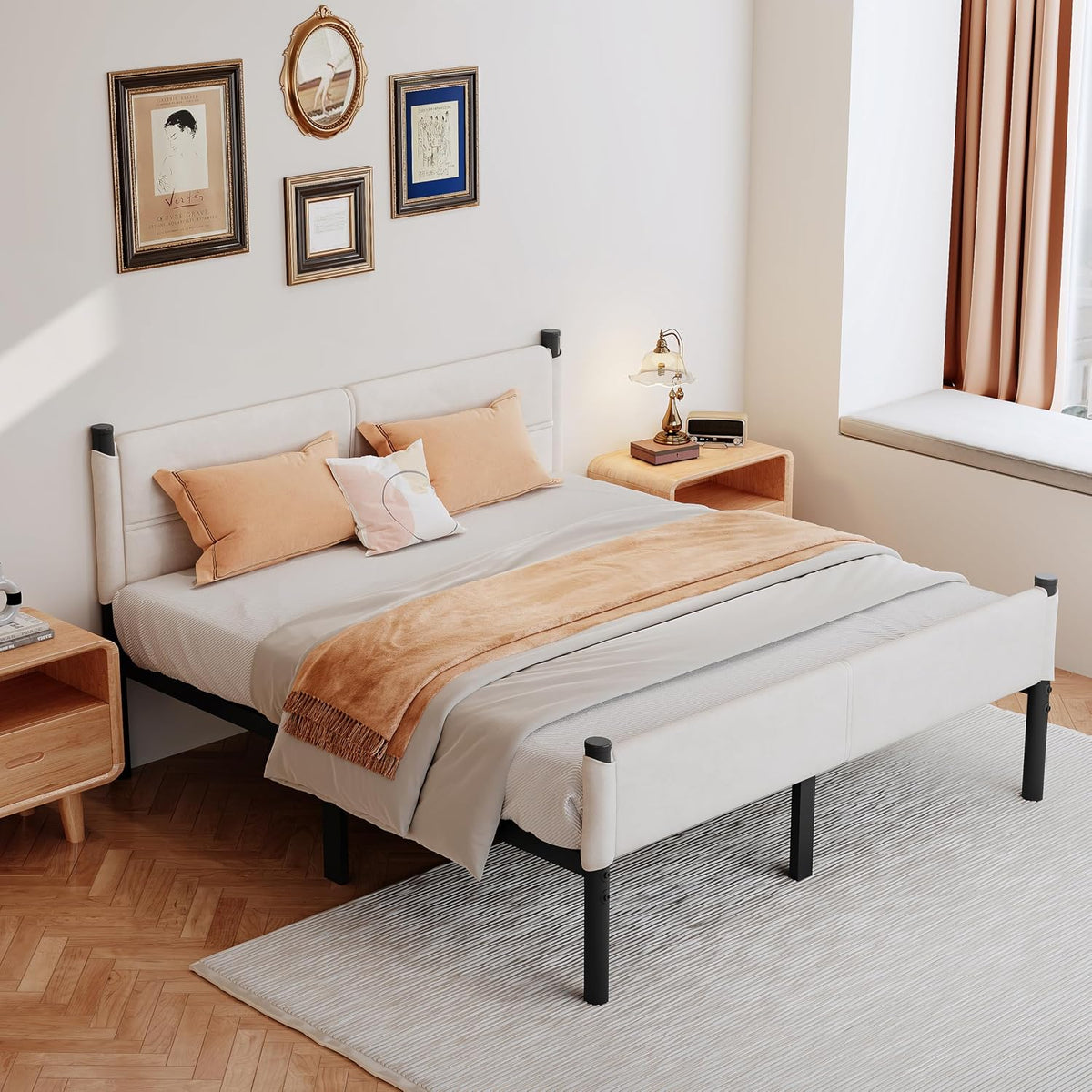 metal bed frame,14inch full size bed frame with, side view