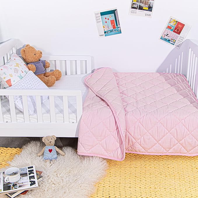 NTBAY Down Alternative Toddler Comforter, Lightweight and Warm Solid Color Baby - Image 4