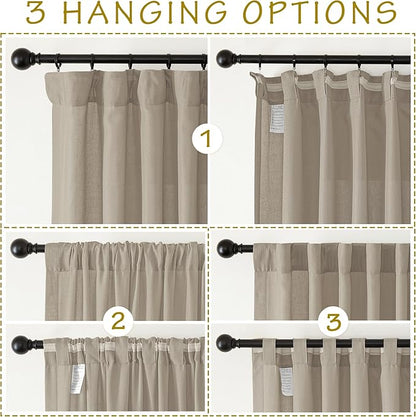 NICETOWN Thick Flax Linen Living Room Curtains 108 inches Long, Pinch Pleated - Image 4