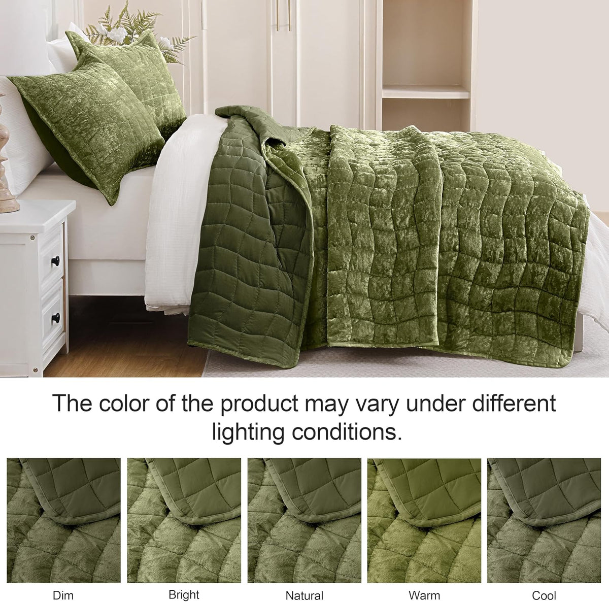 downcool 3 pieces velvet quilt set king size, side view