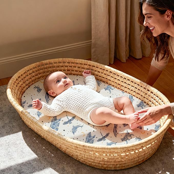 Gllquen Baby Muslin Bassinet Sheets 3 Pack, Breathable Elastic Cozy Fitted - Image 2