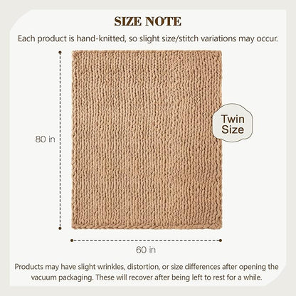 Carriediosa Chunky Knit Throw Blanket 60" X 80" Twin, 100% Hand Made Large - Image 3