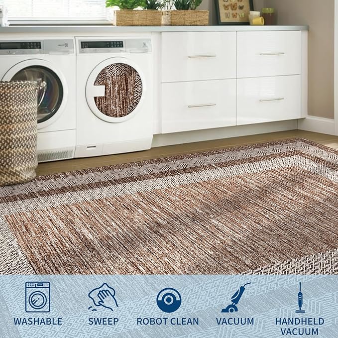 GarveeHome Washable Rug 5x7 Modern Bordered Rug - Image 7